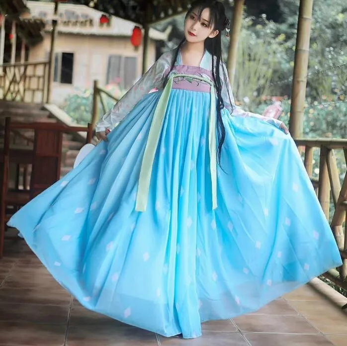 Летний национальный Древний китайский костюм Hanfu для женщин китайская одежда
