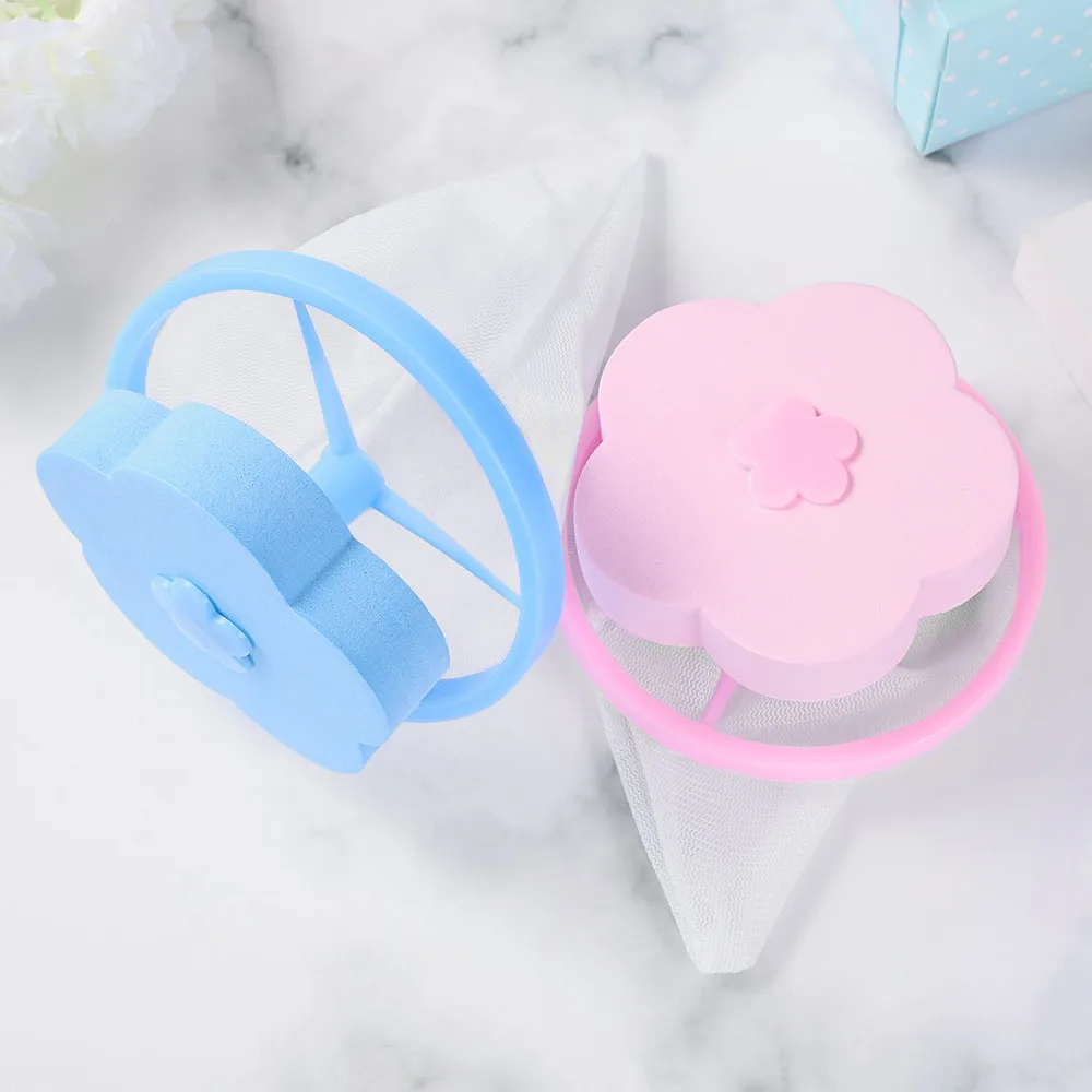 

POPETPOP 6pcs Plum Blossom Shape Mesh Filter Bag Lint Trap Debris Filter Mesh Pouch Dog Cat Pet Fur Remover Hair Catcher Washer