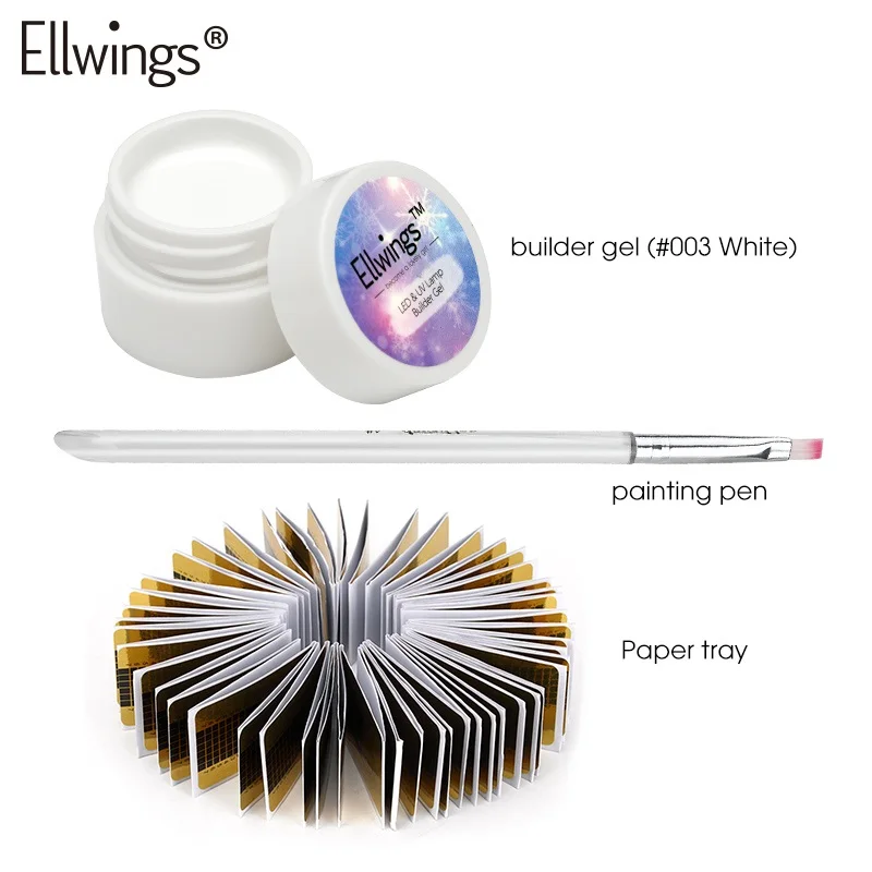 Ellwings набор гелей для дизайна ногтей, гель для наращивания, быстростроительный Гель-лак, впитывающий УФ-волокно, лак для наращивания ногтей, нужен праймер