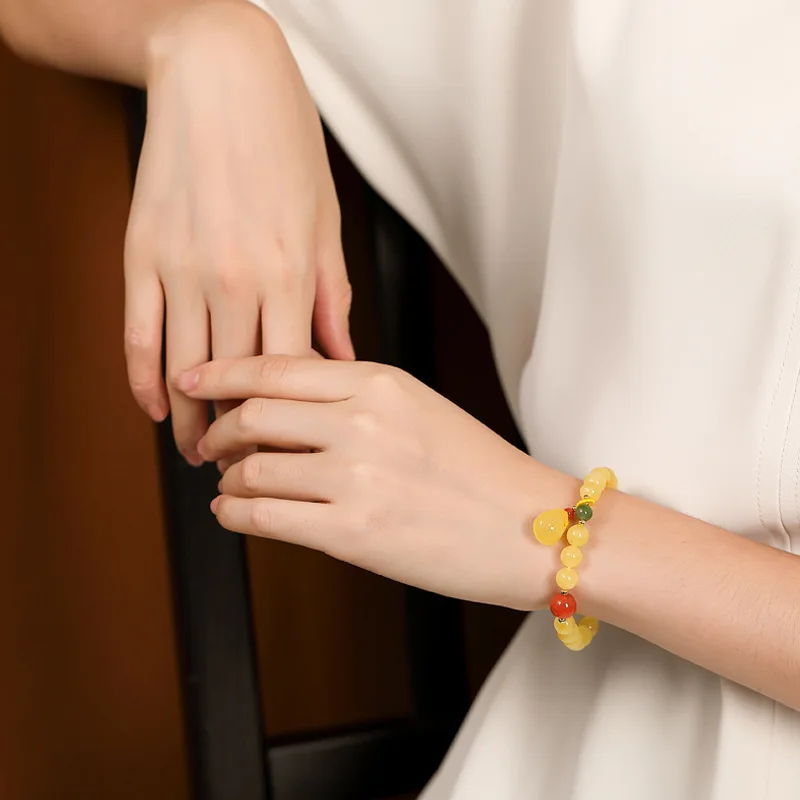 Натуральный Балтийский Янтарный эластичный браслет с южным красным агатом