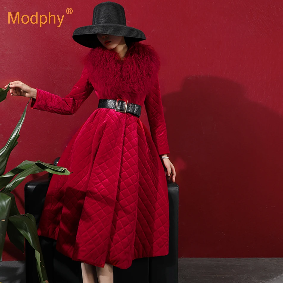 Новинка Зима 2020 женское бархатное пальто Modphy средней длины пикантное