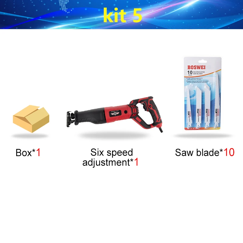 1050W kit2 Электрическая 900 Вт/1050 Вт возвратно-поступательная пила, Сабельная пила, ручная пила для дерева, металла, пластика, мяса, кости, многофункциональная пила с лезвием - Цвет: 1050W kit2