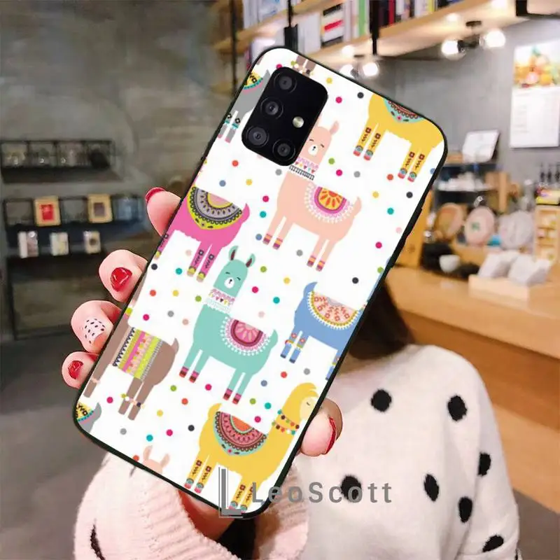 

Cute Llama Alpaca Animals Cartoon Phone Case For Samsung A50 A51 A71 A20E A20S S10 S20 S21 S30 Plus ultra 5G M11
