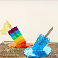 transparent melting popsicle sculpture decoration miniature resin craft popsicles ice cream accessories home office table decor