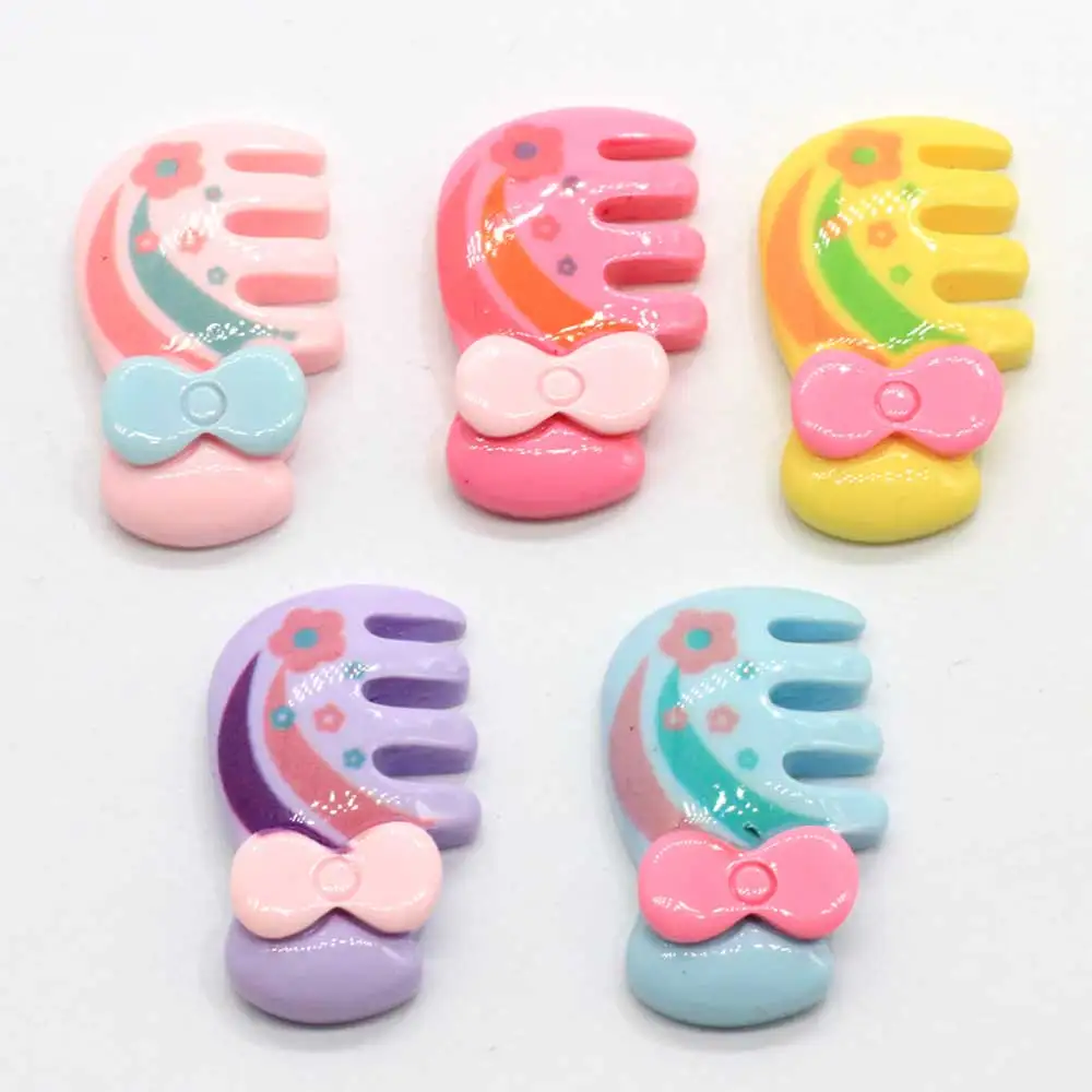 Смешанный Красочный Милая расческа смолы Украшения рамка из бисера кабошоны для