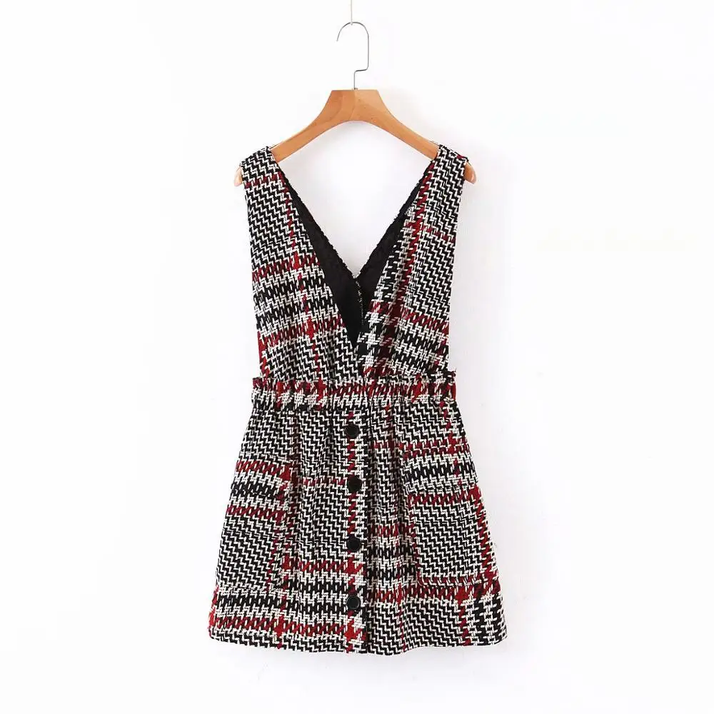 2020 Женская винтажная клетчатая жилетка с принтом гусиная лапка юбка комбинезоны