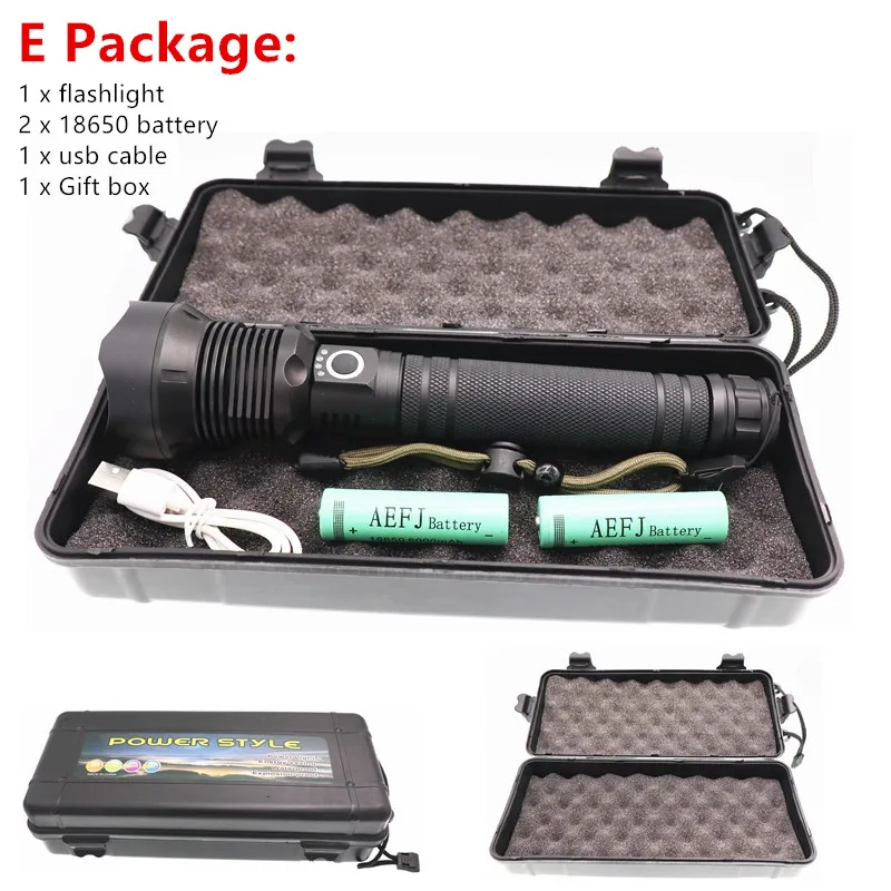 Xhp70.2 самый мощный флэш-светильник usb Zoom led факелы xhp70 18650 или 26650 батарея лучший кемпинг открытый светильник - Испускаемый цвет: E Package