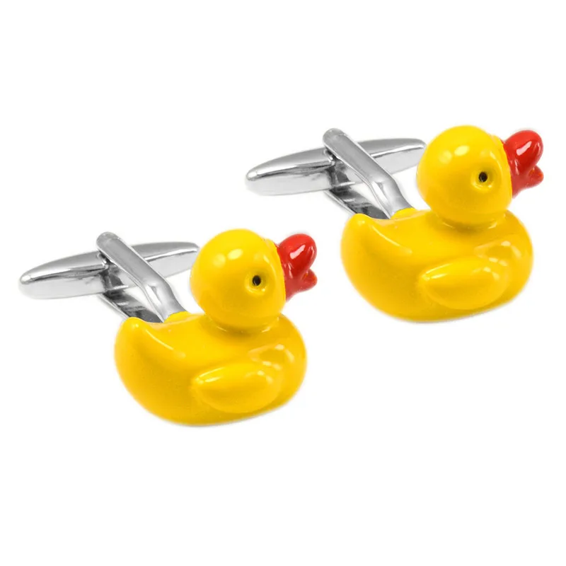 Милая желтая утка дизайн серебряный цвет запонки модные подарки
