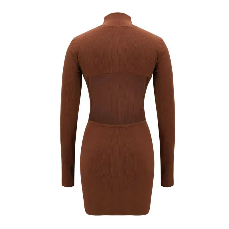 

Women Long Sleeve Sexy Bodycon Dress Ladies Mini Jumper Tops Backless Dresses