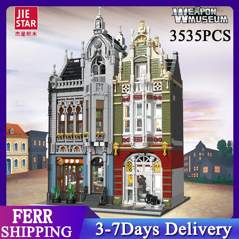 

JIESTAR MOC креативный уличный вид серии оружия музея строительные блоки 3535 шт. Кирпичи Модель дома игрушки Дети Рождественский подарок 89125