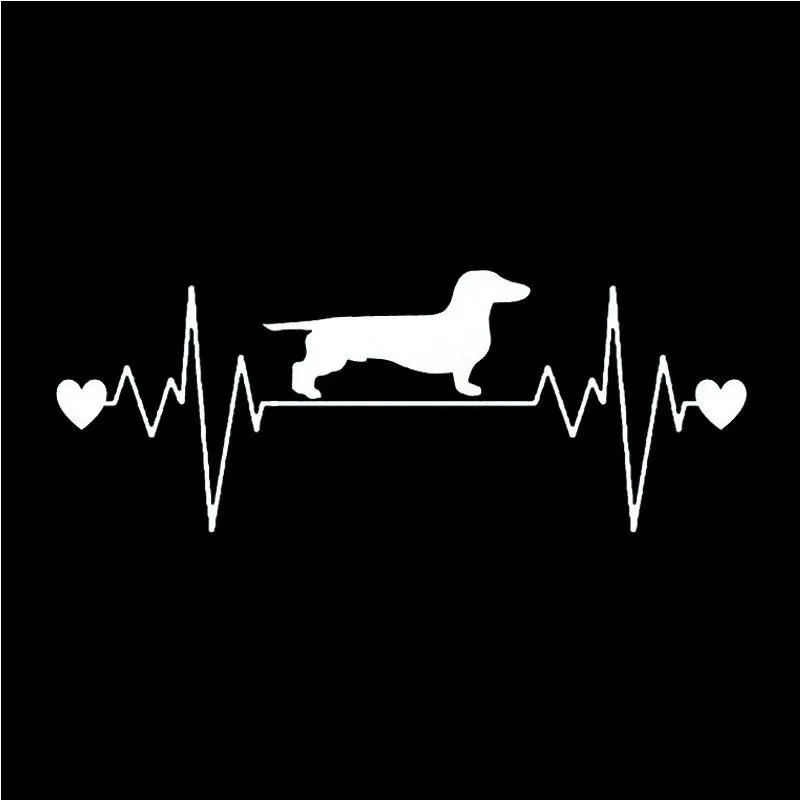 

Dawasaru Car Styling Dachshund Heartbeat Car Stickers KK Decal Truck Decoration 20cm*8cm