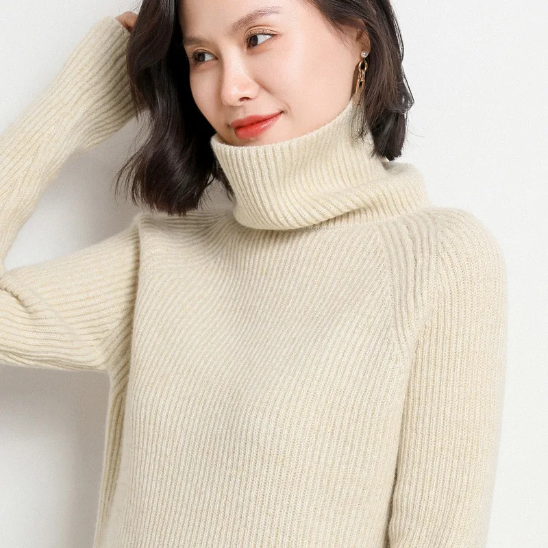 

New Arrival High Quality Fashion Woolen Autumn Winter Women Thickened Turtleneck Pullovers Casual Sweater Size M L XL