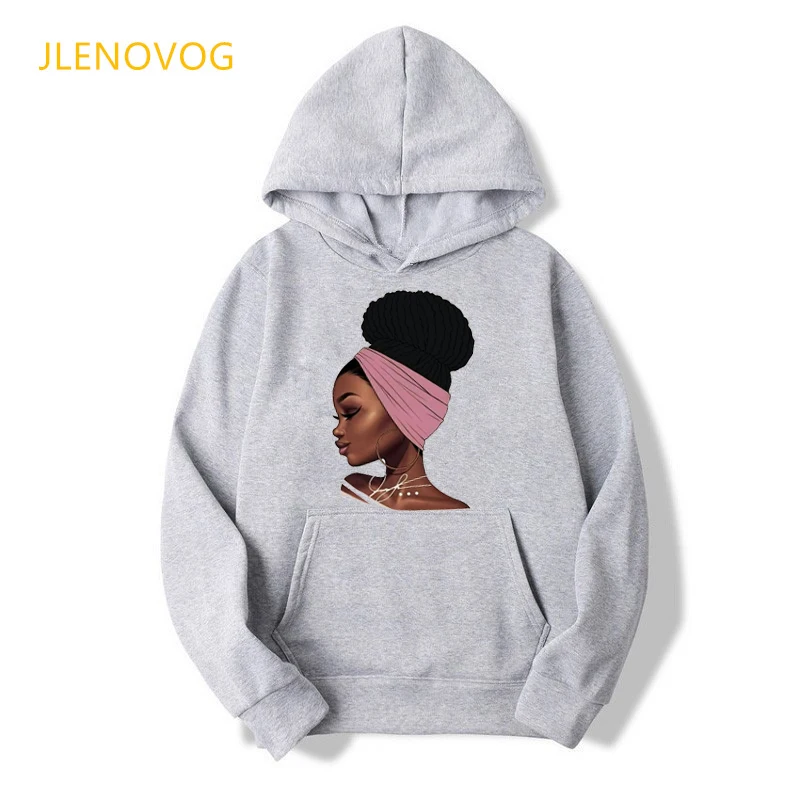 

melanin women gray hoodies African black girls magic sweatshirt women clothes 2021 oversized winter sudadera mujer streetwear