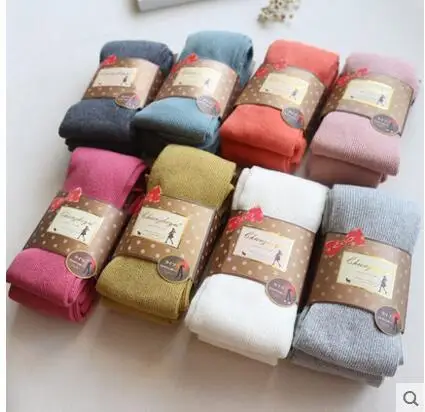 Высокоэластичные колготки женские теплые полностью хлопковые с вертикальным