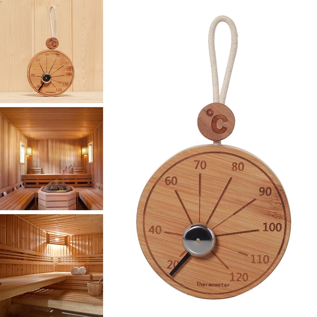 

Feistel New Chic Durable 4" Bamboo Round Sauna Thermometer Hygrometer Celsius Temperature Measurement for Sauna Room Household