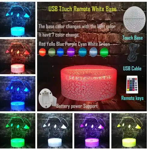 Remote 7 Color Покемон аниме Япония персонаж комиксов Пикачу милый 3D мультфильм светодиодный для украшения комнаты Настольный сон настроение Лава ночник Дети Рождественский подарок игрушка - Испускаемый цвет: Remote 7 Color
