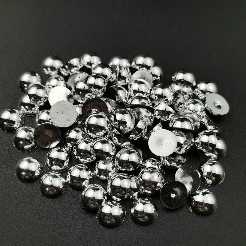 

2000/10000pcs 1.5-10mm Mixed Size Silver Glue on ABS Imitation Half Round Pearls Resin Flatback Beads For Craft Jewelry Making