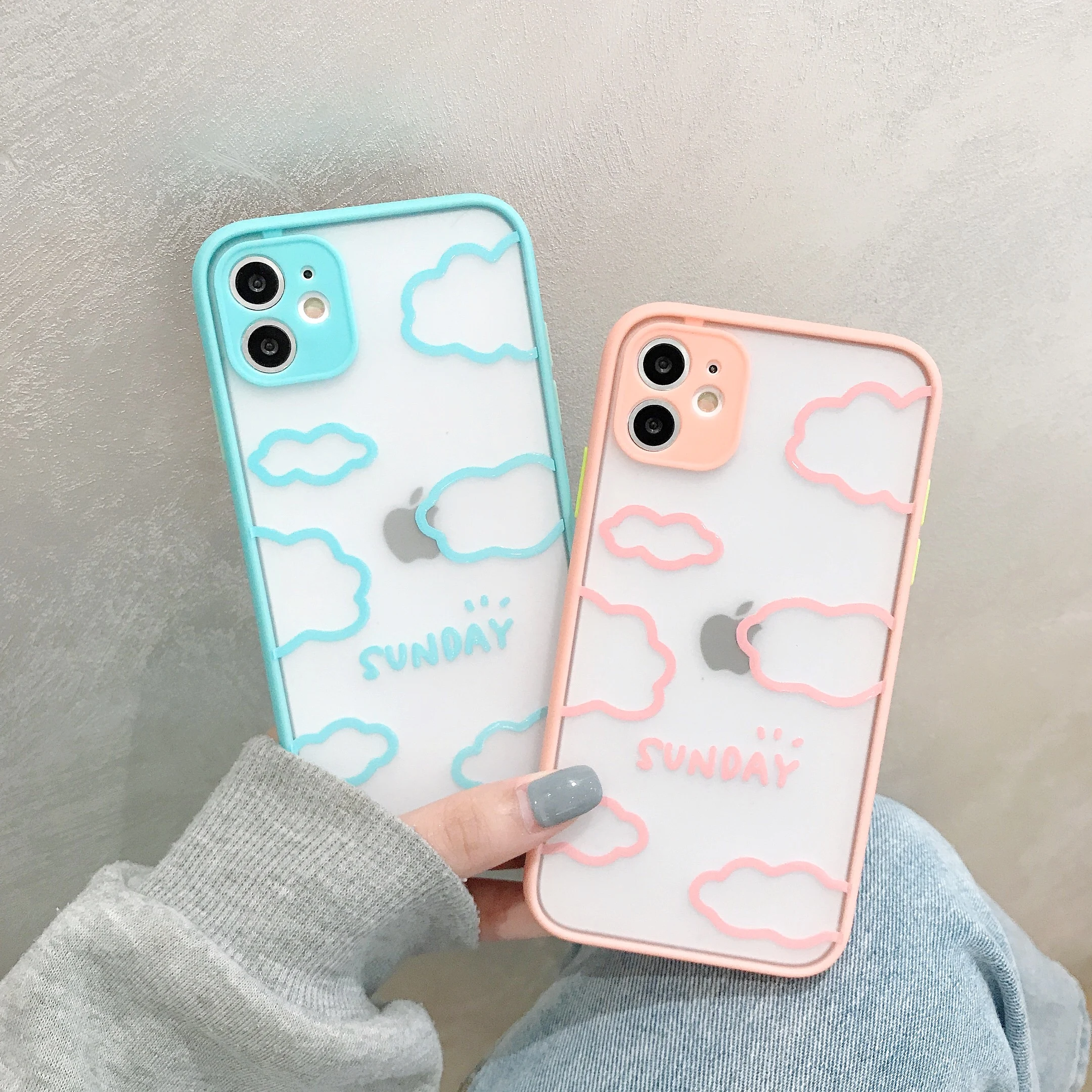 

Matte hard silicone phone case For iPhone 7 8 6 6s Plus 10 11Promax 11 11Pro X XR XsMax SE2020 Varnish Clouds pattern back cover