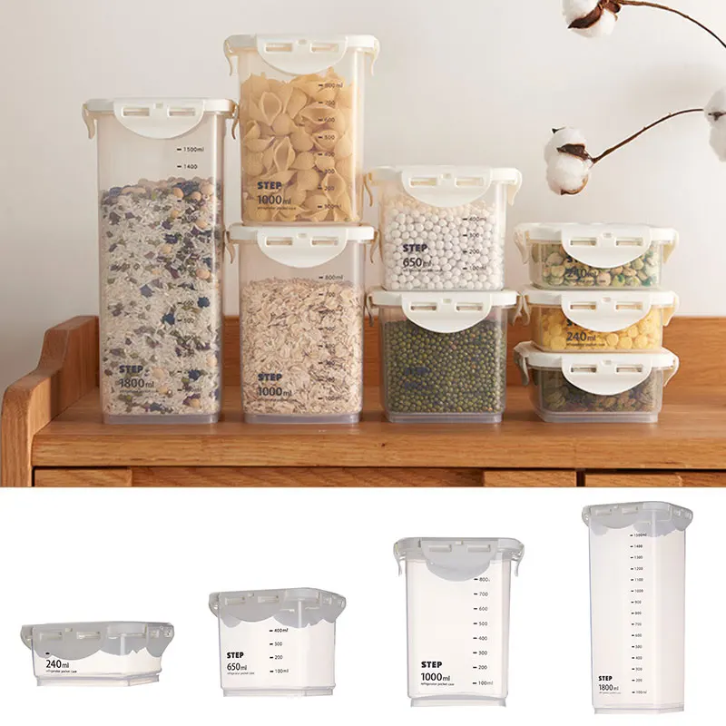 

Transparent Sealed jar with scale Storage jars Grains Beans Storage Organizer food containers Home Storage Box Kitchen storage