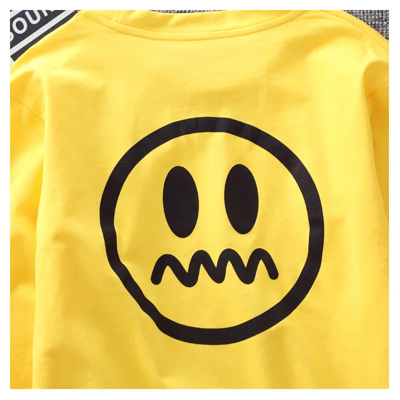 

1-7 Years Old Children Clothes Summer Long Sleeved Cute Tops Tee Kids Cotton Printed Smiley T Shirt Soft Underwear Shirt Out Top