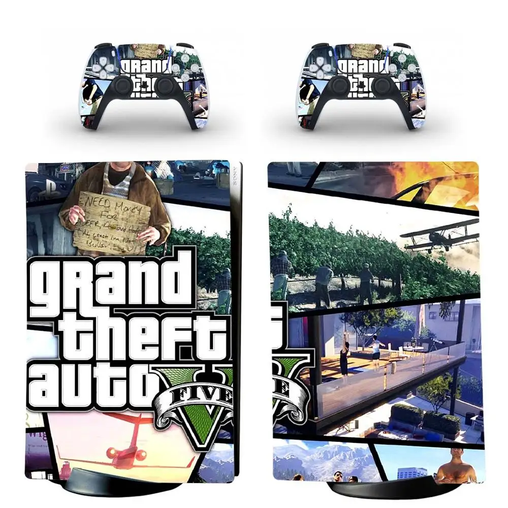 Grand Theft Auto V GTA 5 PS5 Digital Edition Skin Sticker Decal for PlayStation Console and Controllers Vinyl | Электроника