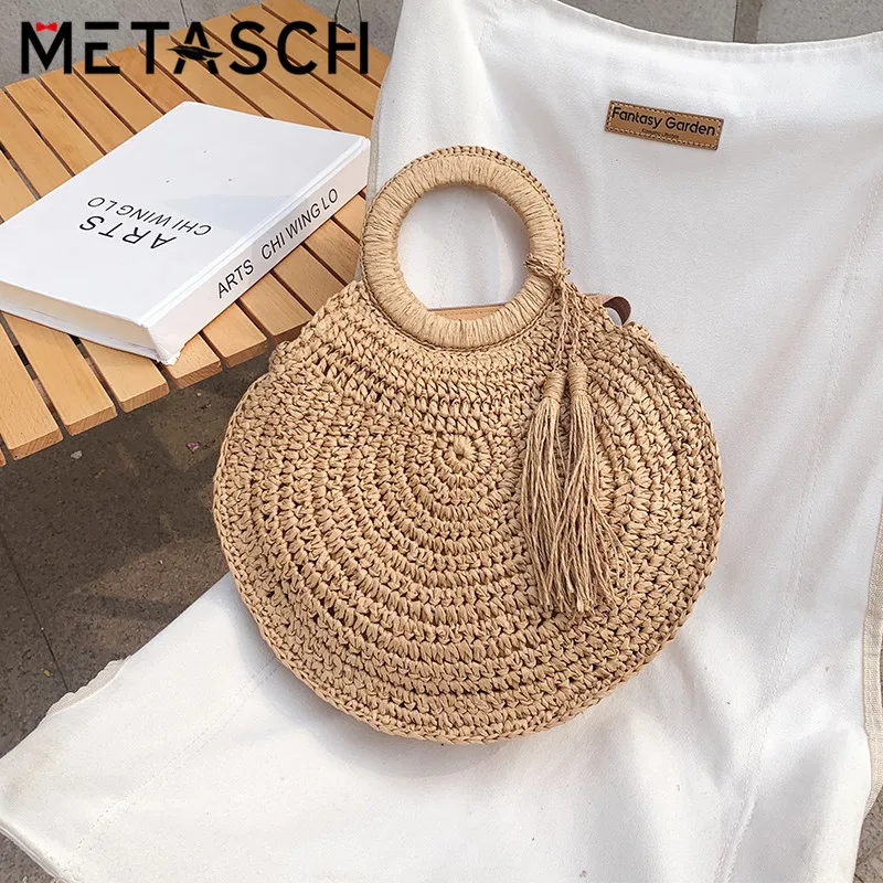 

METASCH 2021/S соломенная сумка, большая сумка, повседневная сумка-тоут с подарочной лентой, женская сумка, пляжная сумка, праздничная сумка