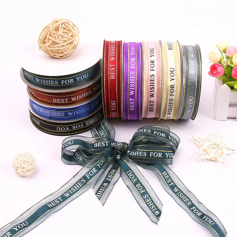 

5m Polyester Printed Just For You Satin Ribbon Best Wishes For You Ribbons Handmade Gift Package Anniversary Wedding Party Decor