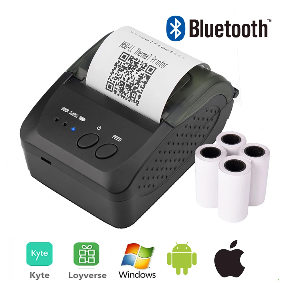 Портативный мини Bluetooth принтер беспроводной Термальный чековый принтер для мобильного телефона 58 мм Счетная машина для магазина