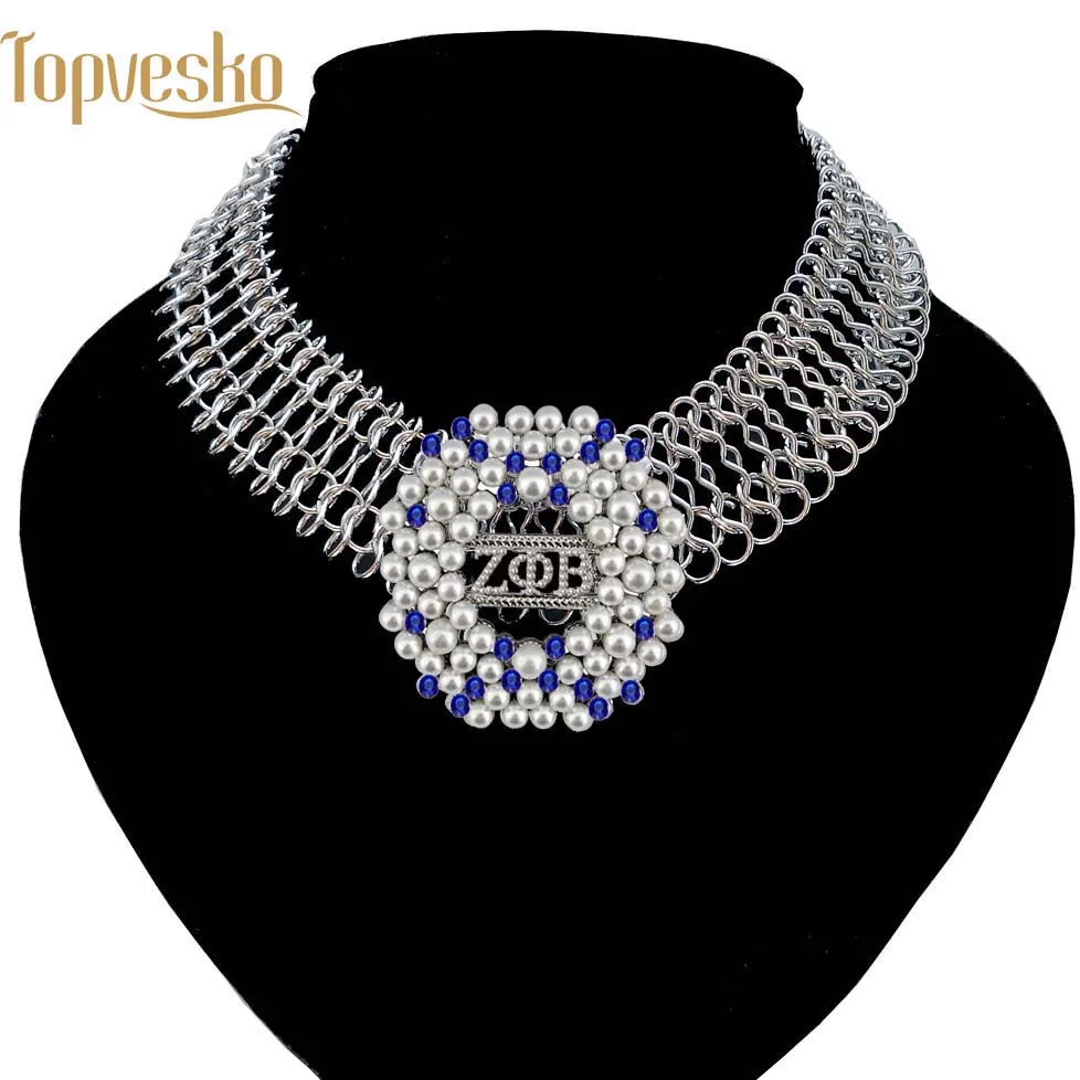 Topvesko женский модный большой массивный чокер ZETA PHI BETA жемчужное ожерелье набор