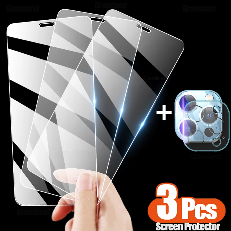 

3Pcs Full Cover Tempered Glass For iPhone 13 12 11 Pro Max Screen Protector For iPhone 8 7 6 Plus X XR XS Max Camera Glass film