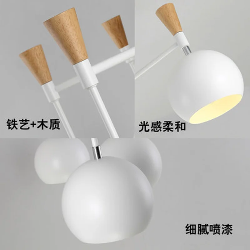 Светодиодный деревянный люстра для гостиной с железными лампами E27 люстры в