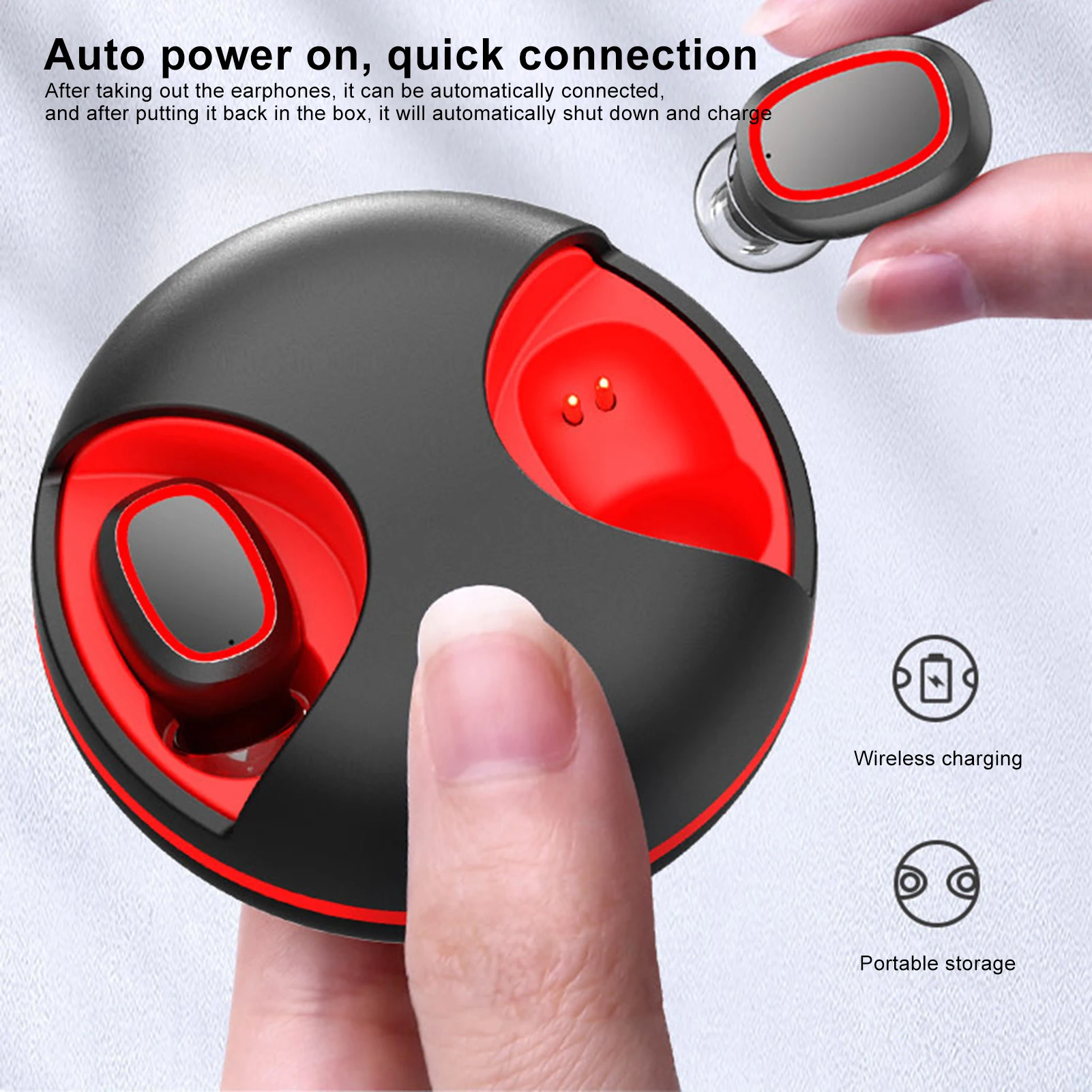 TWS-203 Wireless Bluetooth Earphone Waterproof Low Power Consumption Earbuds LED Digital Display Touch Stereo Sports Headphone |