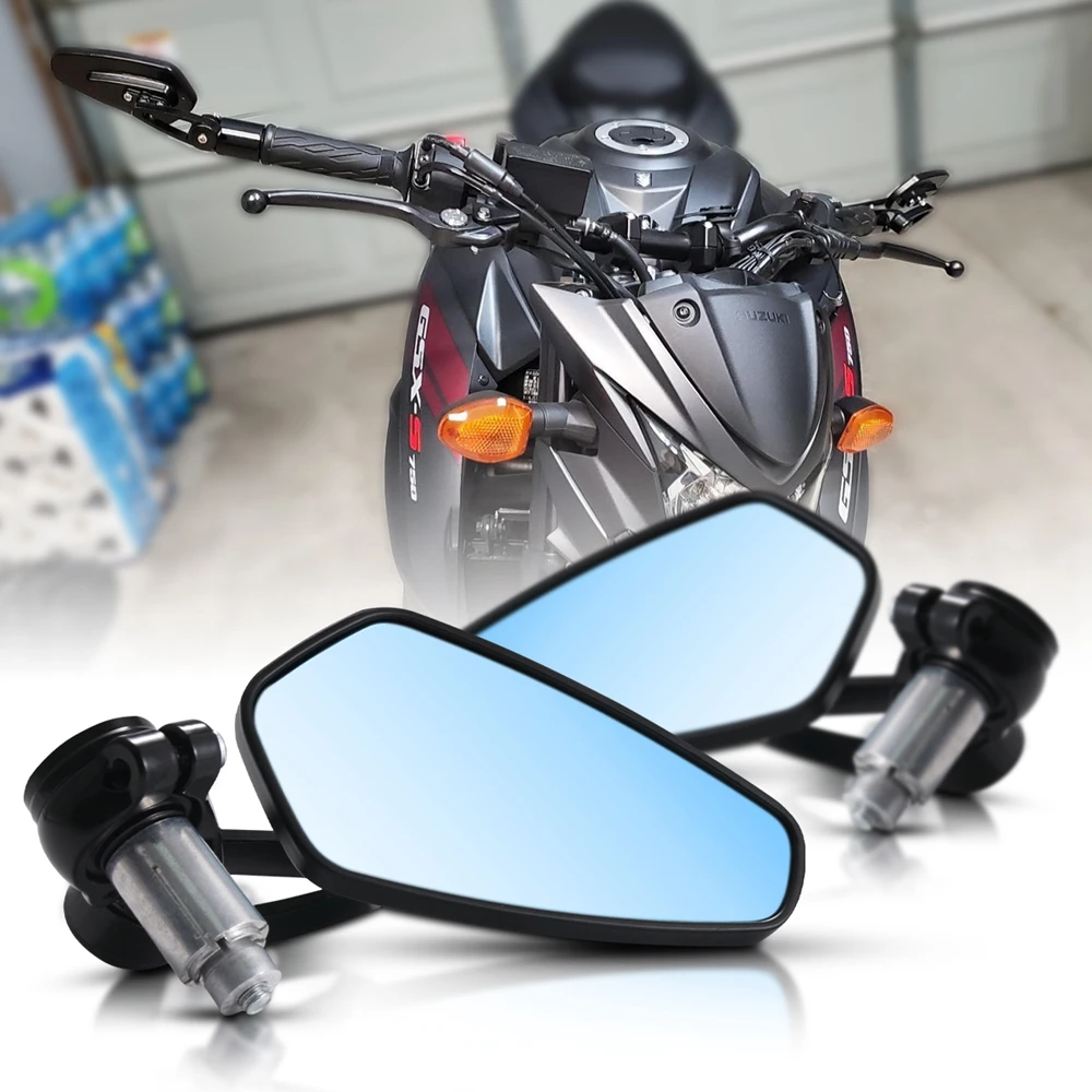 

4''Glass Aluminum Motorcycle Handlebar Rear View Mirrors Anti-glare Mirror fit 7/8'' bar end for Honda Yamaha Suzuki Scooter