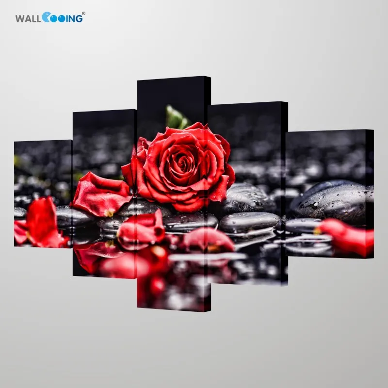 Картина на холсте большая красная роза HD Скандинавское изображение стены