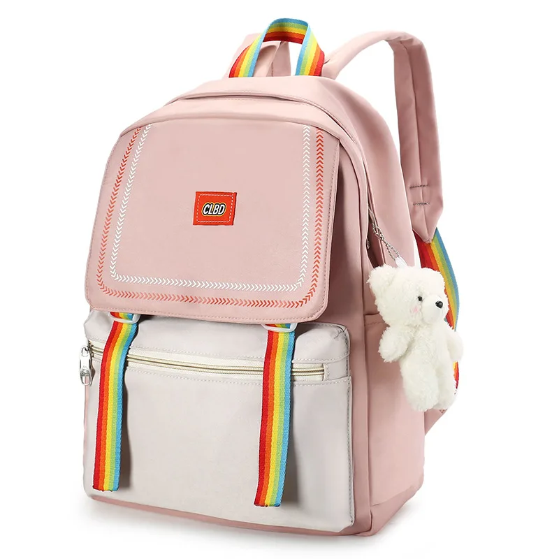 Дизайнерский летний нейлоновый женский рюкзак с радужной лентой, вместительный дорожный ранец в студенческом стиле, школьные ранцы для дев...