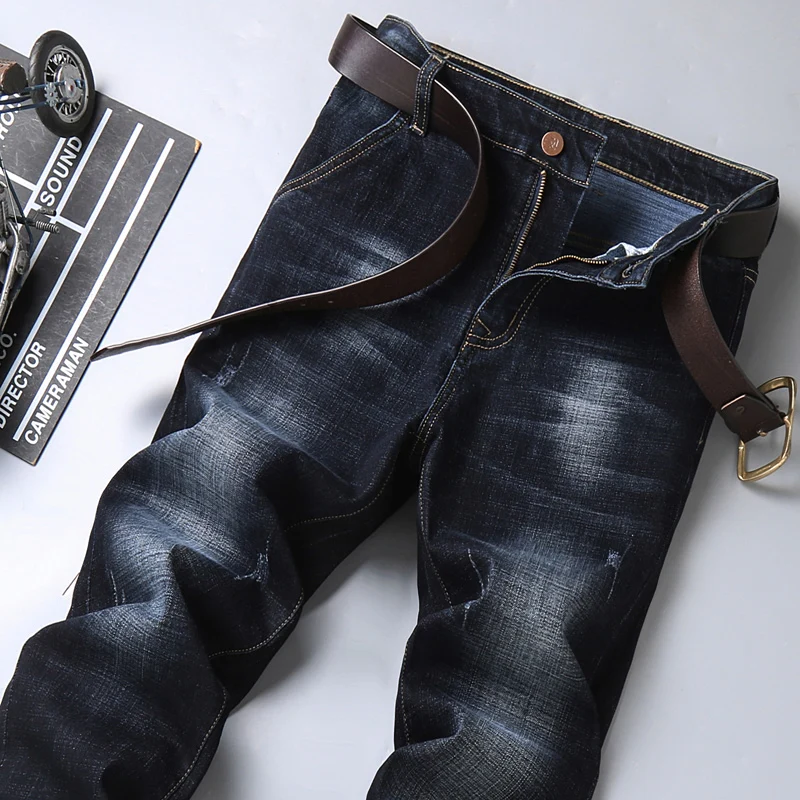 

2020 Autumn New Men's Classic Blue Black Slim-fit Jeans Business Cotton Elastic Regular Fit Denim Pants Male Brand Trousers