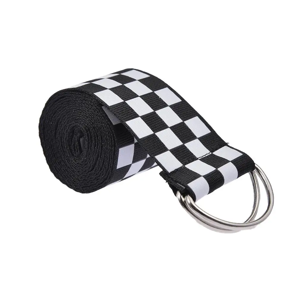 

135cm Women's Checkerboard Belt Canvas Belt Cummerbunds Waistband Black White Plaid Belt Waist Belt Outdoor Hunting Belt