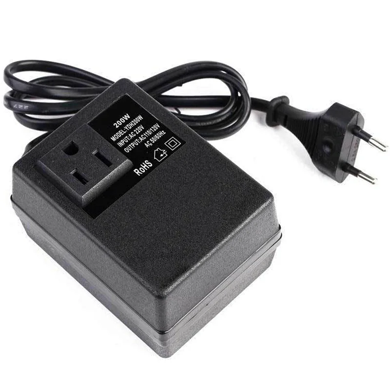 200W Напряжение преобразователь 220V до 110V Шаг вниз путешествия трансформатор