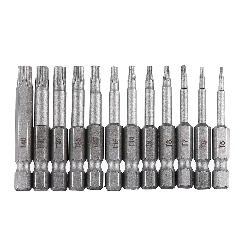 Набор насадок Torx для отверток 12 шт. 50 мм T5-T40 1/4 &quot головка электрической отвёртки