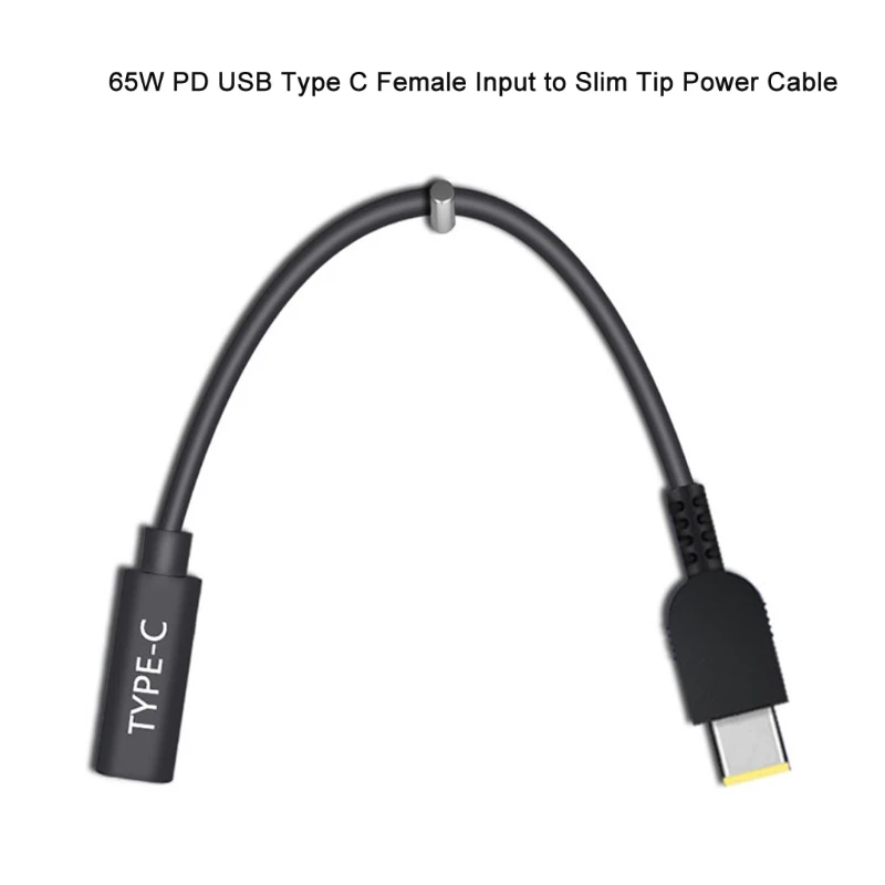 15 см 65 Вт USB C PD Type Женский к квадратному тонкий зарядный кабель для Lenovo Thinkpad E440 E450