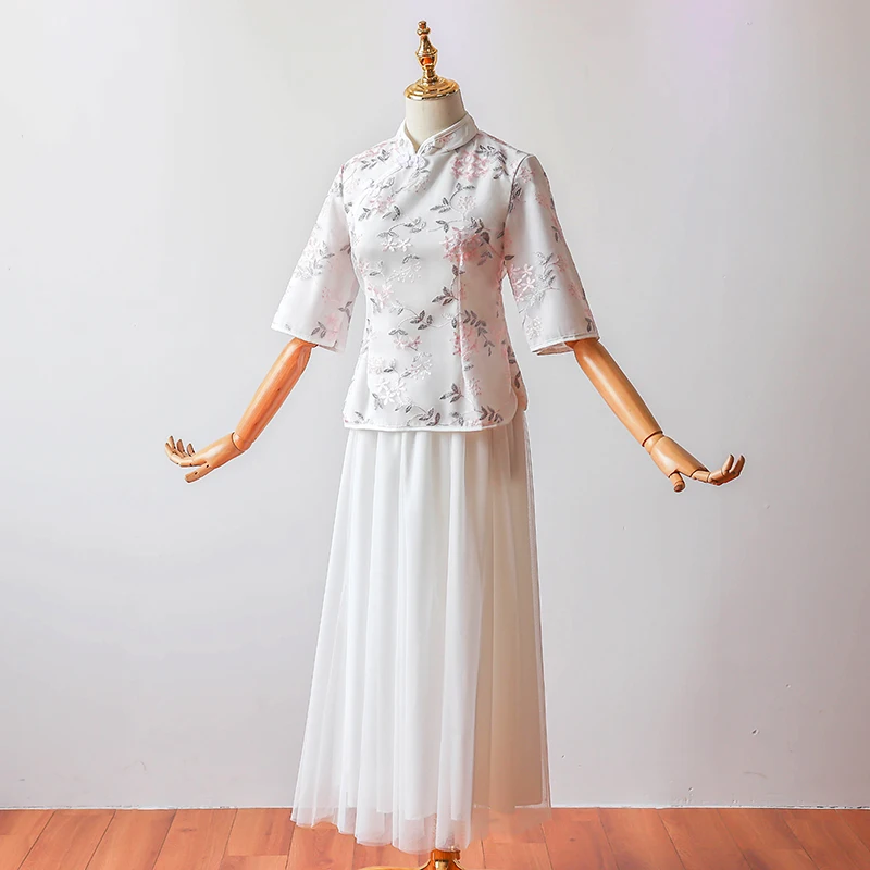 2 шт./компл. китайское платье Ципао подружки невесты размера плюс Свадебная