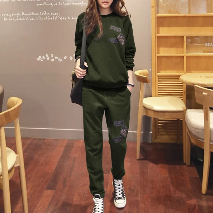 Army Green Spring S-6XL, женская спортивная одежда, спортивные костюмы, весна, осень, зима, повседневные, плюс бархат, Толстая Толстовка+ штаны, комплекты для женщин размера плюс - Цвет: Army Green Spring