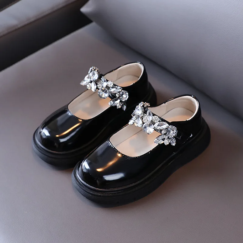 

New Children Black Dress Leather Shoes Girls Baby Fashion Dance Performance Moccasins Princess Kids Flats Toddler 03A