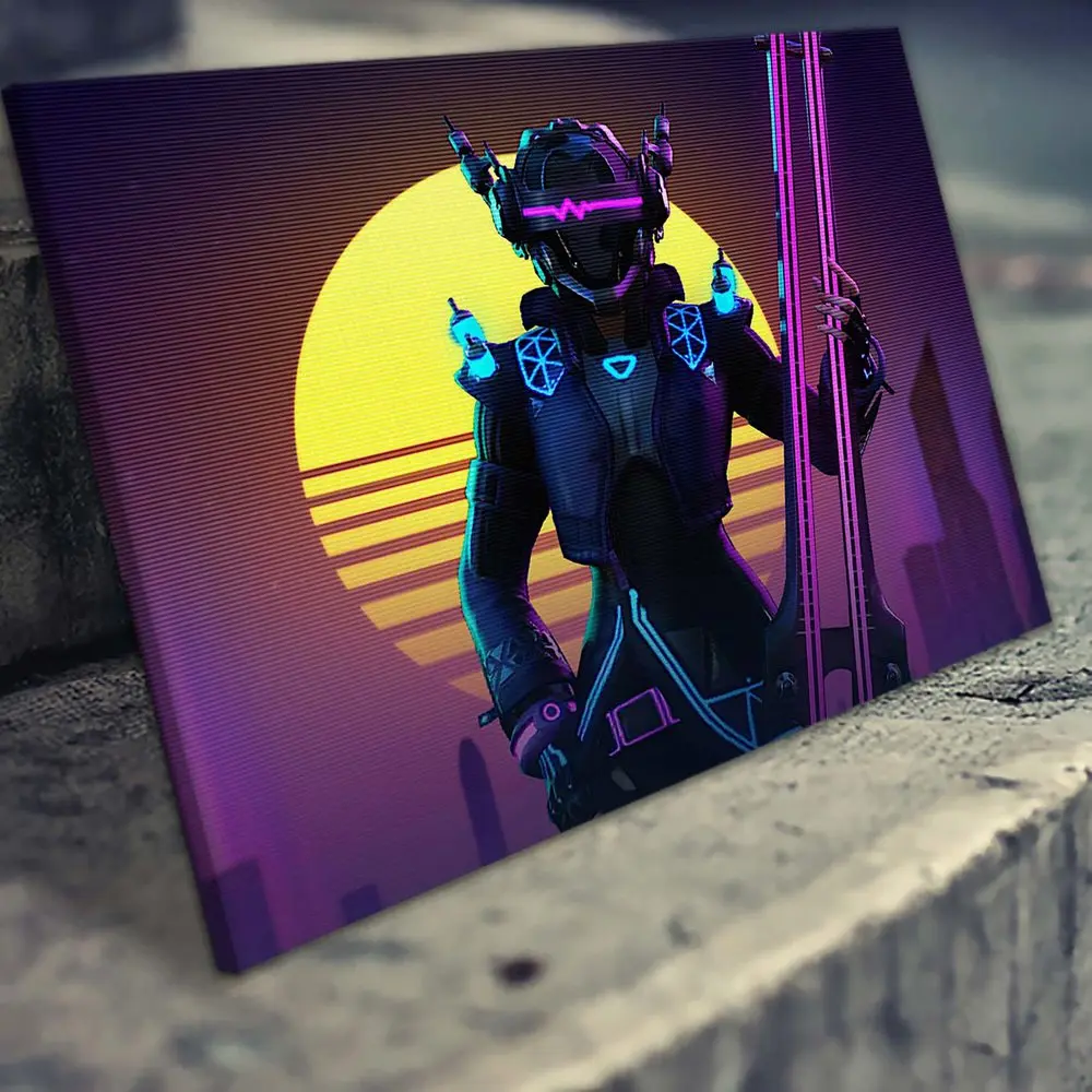 Картина Ретровейв - Киберпанк красочная на холсте современный домашний декор