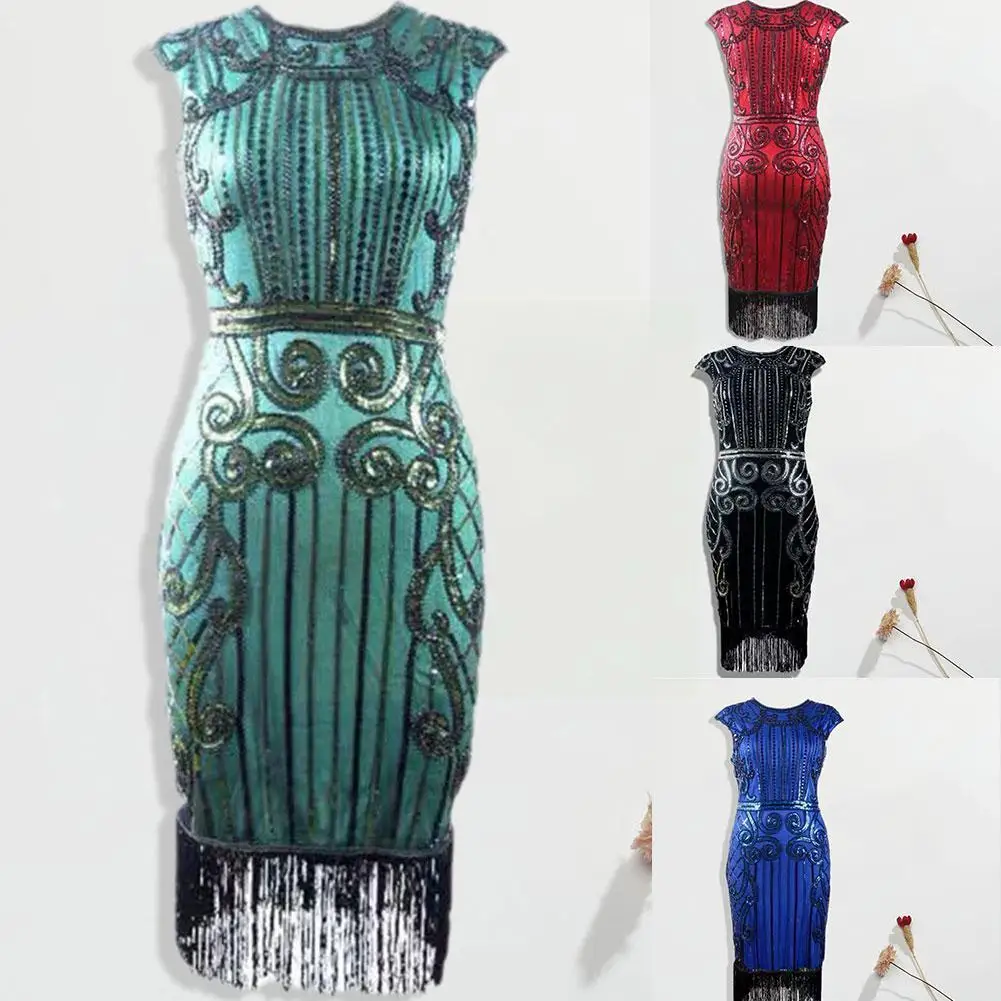 

Great Gatsby Metal Chain Halter Black Vintage 1920s Fringe Bodycon Club Flapper Dress Sexy Charleston Party Dress Cocktail H8o2