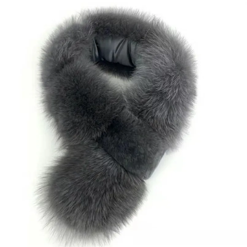 Женский шарф из натурального Лисьего меха зимние Серые меховые шарфы теплый