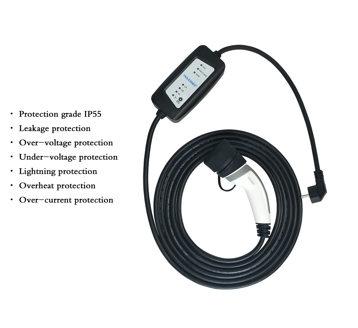YKS-ESNES EVSE портативное зарядное устройство EV IEC62196 16A стандарт ЕС вилка 5 м Тип 2
