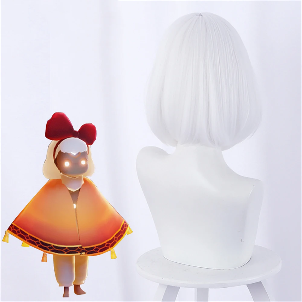 

Sky Light encounter, the Son of light, bow ancestral engravings, White Bob cosplay Toupee Cosplay hairwear Wig+Wig Cap
