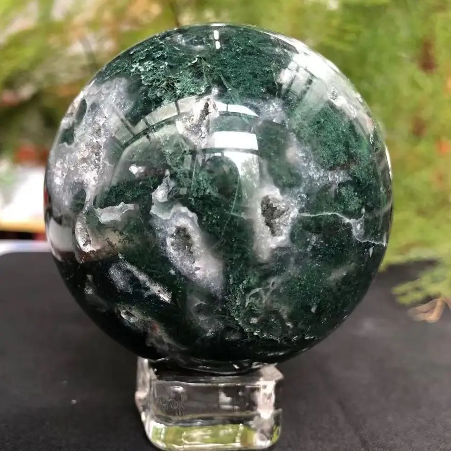 

1PC 60-80MM Natural Crystal Ball Moss Agate Sea Salt Ball Aquarium Accessories Desk Decoration Reiki Healing Mineral Specimen