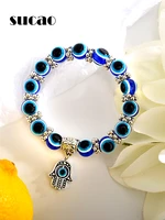 bohemian rope chain bracelet set for women crystal charm bangle boho jewelry oval beads evil eye resin spacer beads bracelet